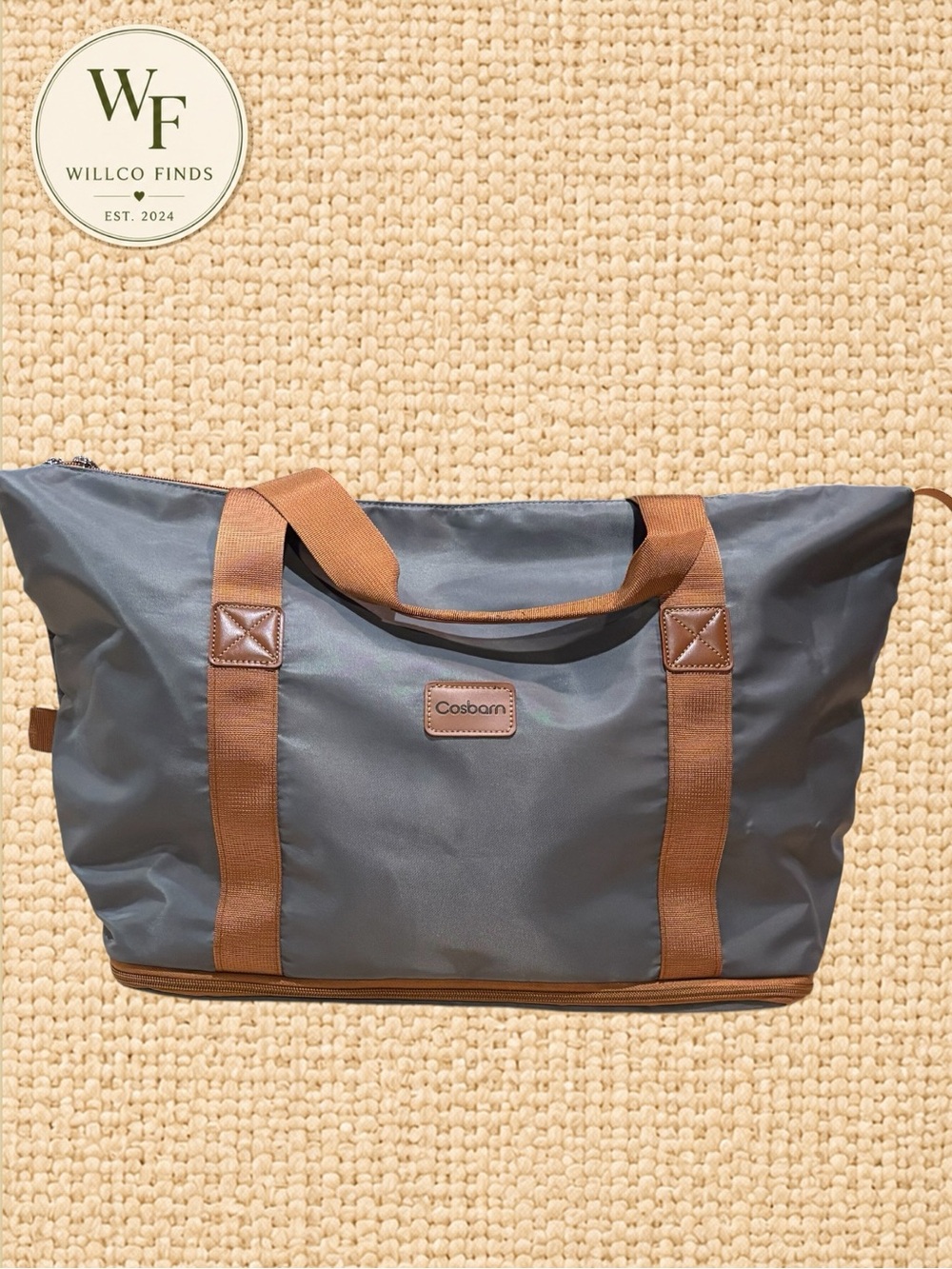 Cosbarn Expandable Travel Tote Weekender Bag Gray Brown Carry On Luggage NWOT